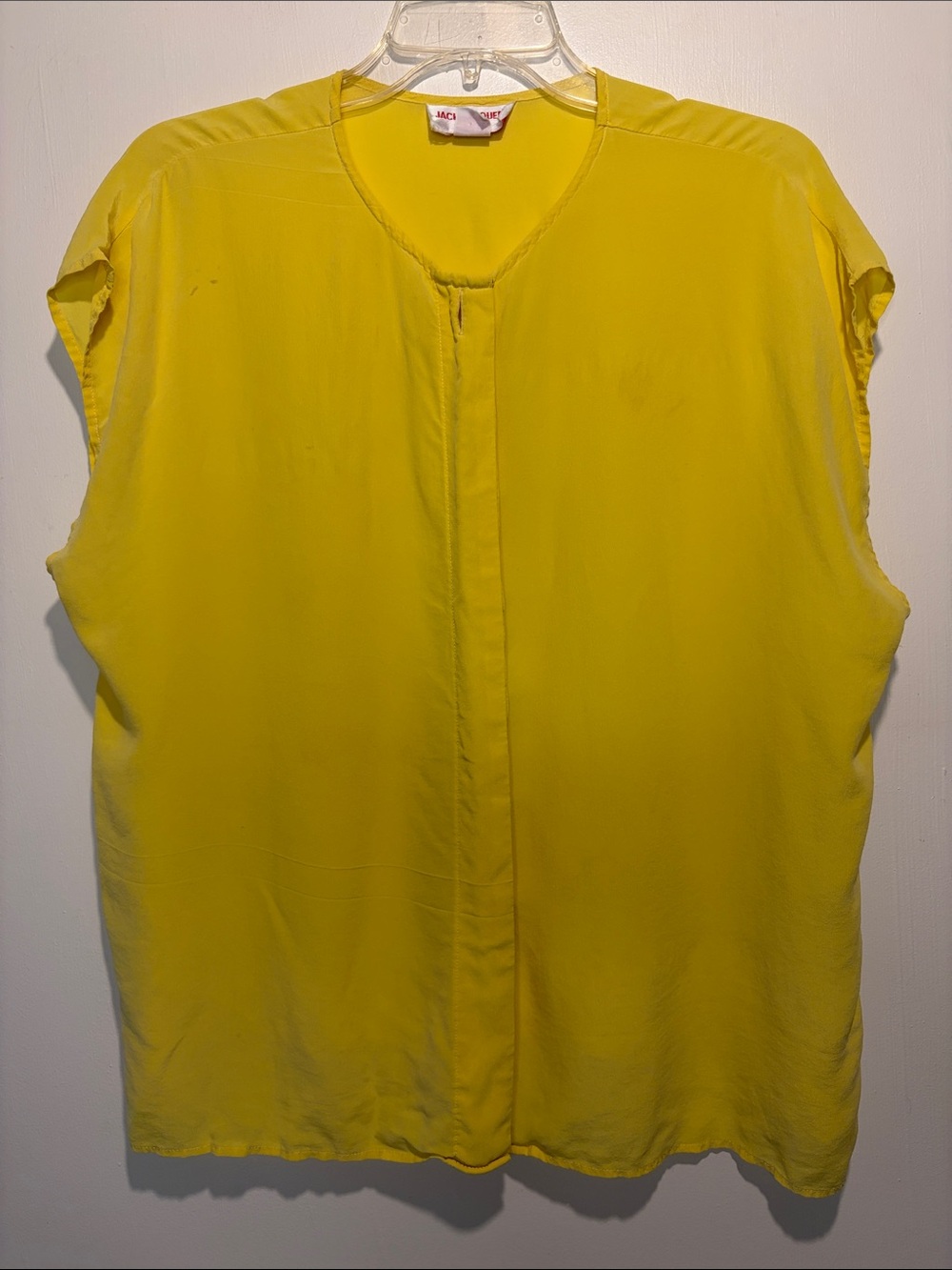 Jack Mulqueen 100% Silk Yellow Boxy Sleeveless Blouse Spring Boho Size XL